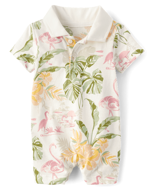 Baby Boys Matching Family Tropical Polo Romper