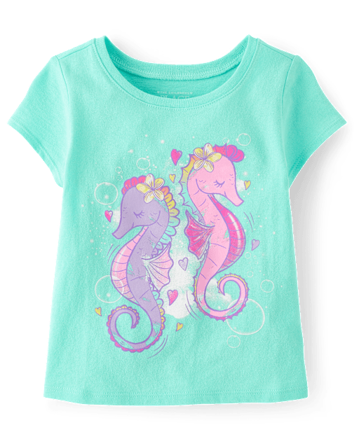 Baby And Toddler Girls Seahorse Graphic Tee