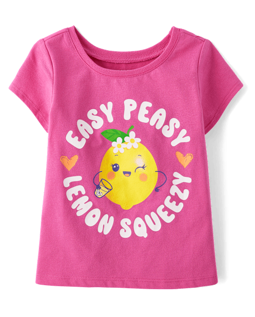 T-shirt graphique citron pour bébé et petite fille