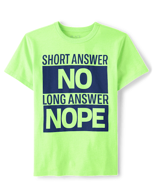 Boys Short Answer No Graphic Tee