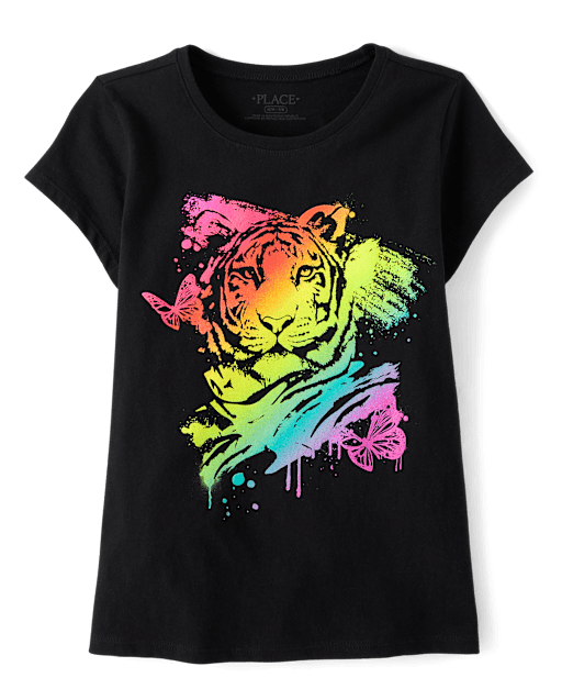 Girls Rainbow Tiger Graphic Tee