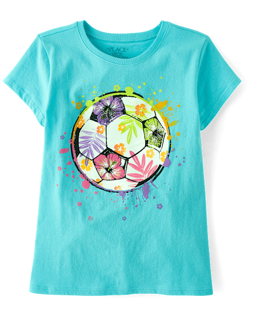 Girls Soccer Ball Graphic Tee