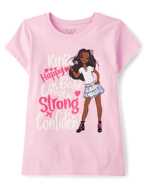 T-shirt graphique avec mots positifs pour filles