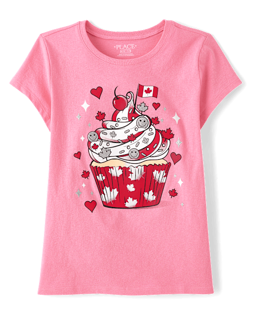 Girls Canada Day Cupcake Graphic Tee