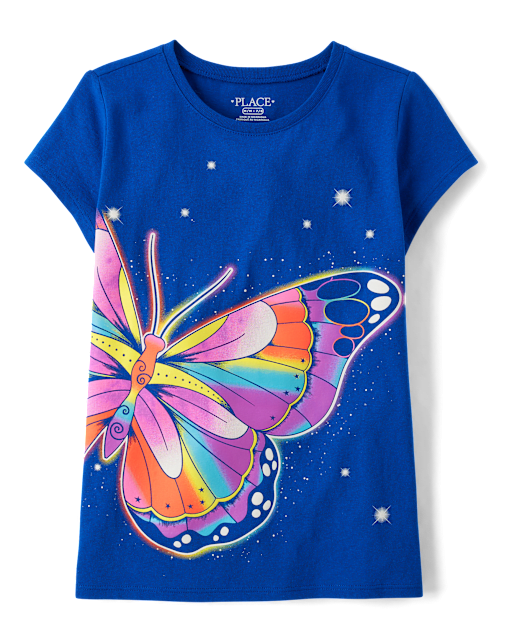 Girls Rainbow Butterfly Graphic Tee