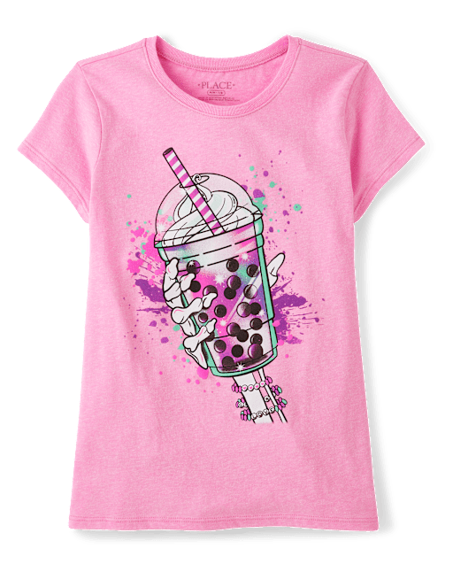 Girls Skeleton Drink Graphic Tee