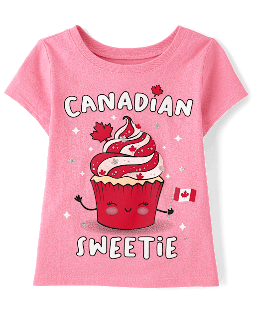 Baby And Toddler Girls Canada Day Cupcake Graphic Tee