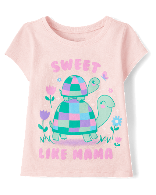 Baby And Toddler Girls Turtle Graphic Tee