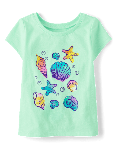 Baby And Toddler Girls Seashell Graphic Tee