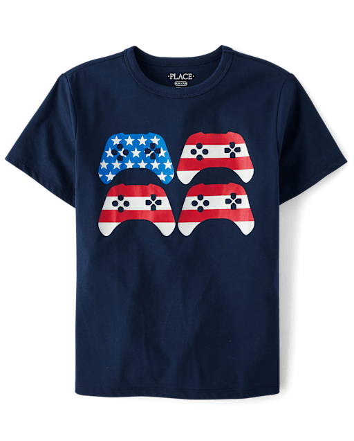 Boys American Flag Gamer Graphic Tee
