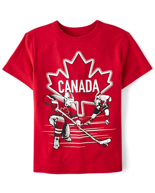 Boys Canada Day Ice Hockey Graphic Tee