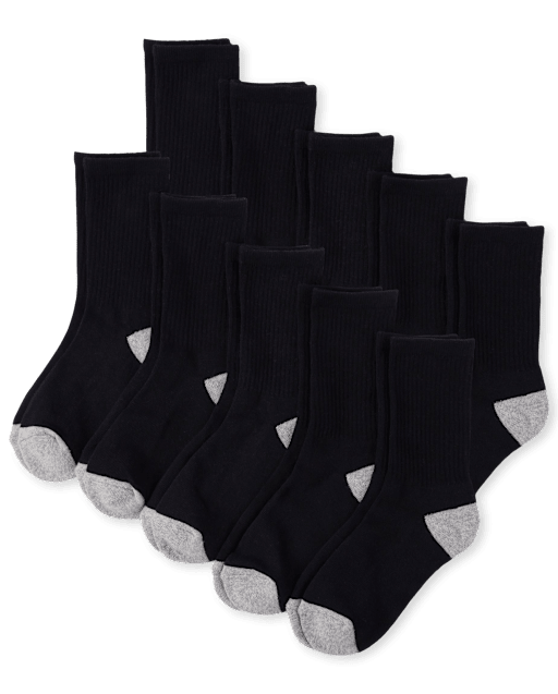 Boys Cushioned Crew Socks 10-Pack