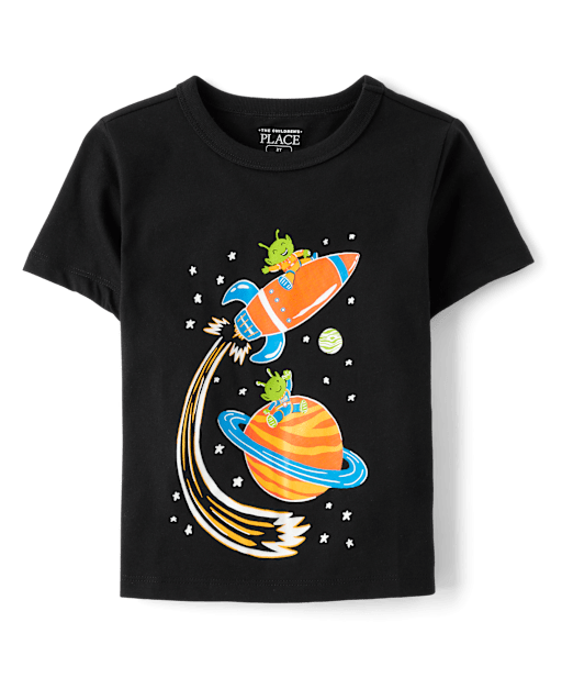 Baby And Toddler Boys Glow Space Alien Graphic Tee