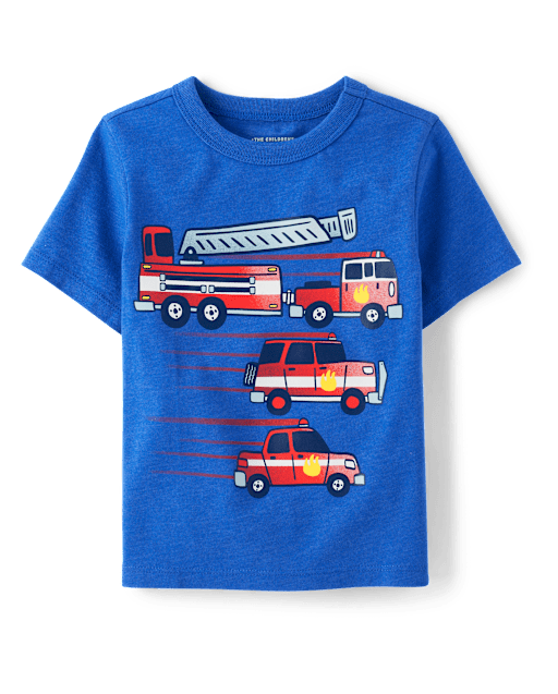 Baby And Toddler Boys Fire Vehicles Graphic Tee