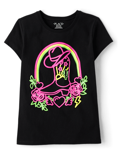 Girls Cowgirl Boot Graphic Tee