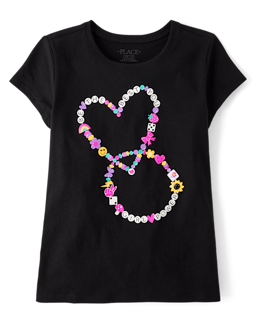 Girls Beaded Bracelet Graphic Tee