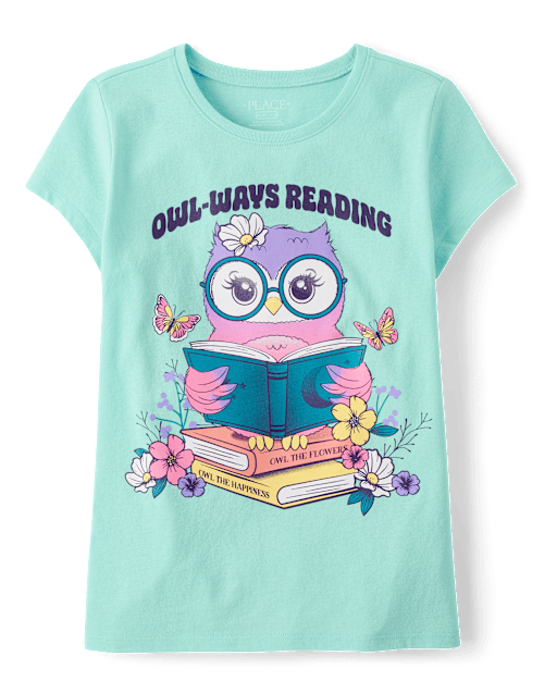 Girls Owl Reading Graphic Tee