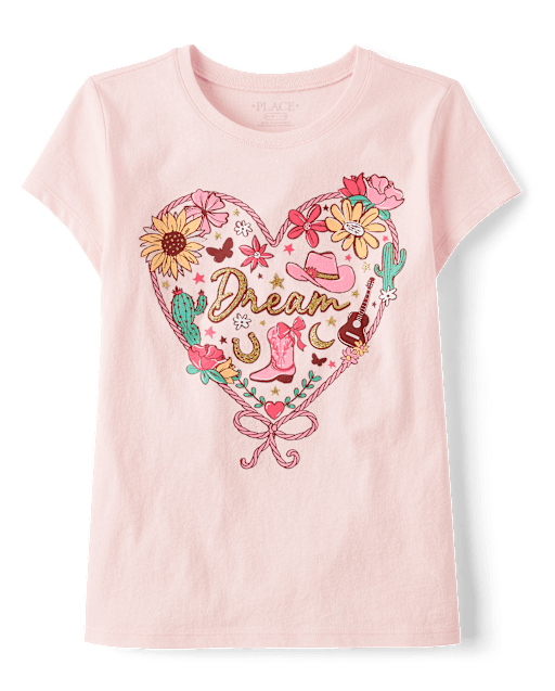 Girls Western Heart Graphic Tee
