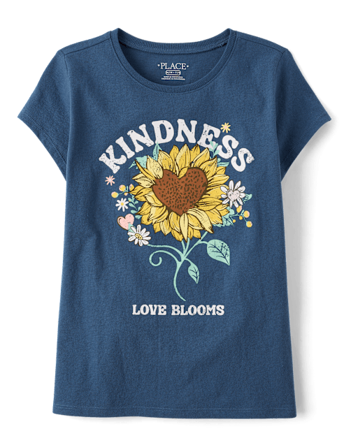 Girls Kindness Sunflower Graphic Tee