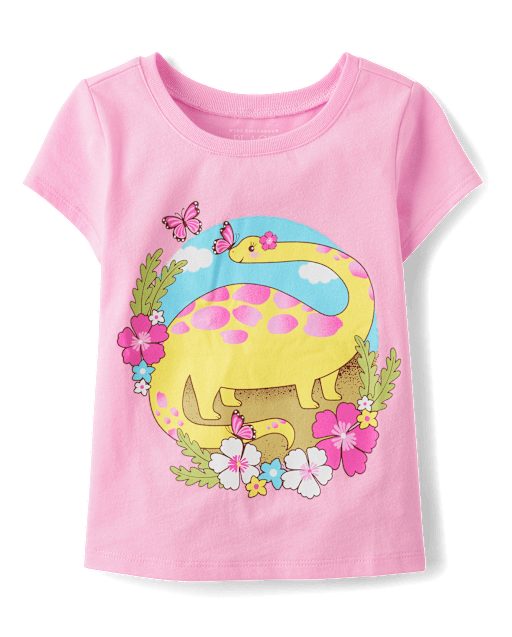 T-shirt graphique dinosaure pour bébé et petite fille