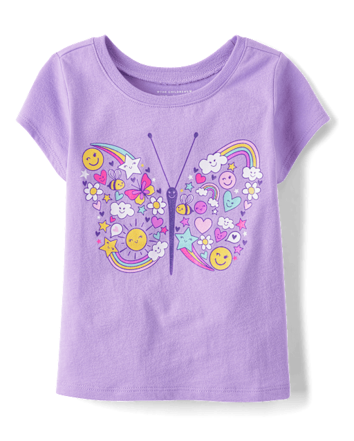 T-shirt graphique à motif papillon pour bébé et petite fille