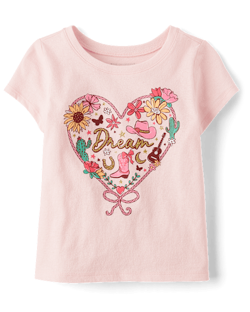 Baby And Toddler Girls Western Heart Graphic Tee