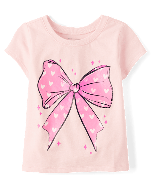 Baby And Toddler Girls Bow Graphic Tee