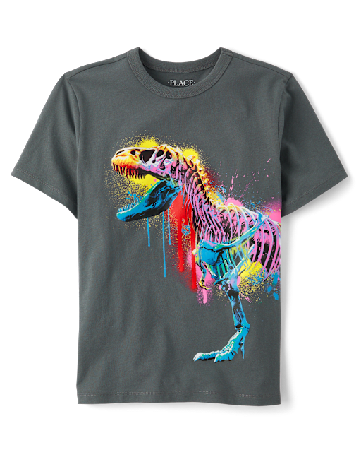 Boys Paint Drip Dino Graphic Tee
