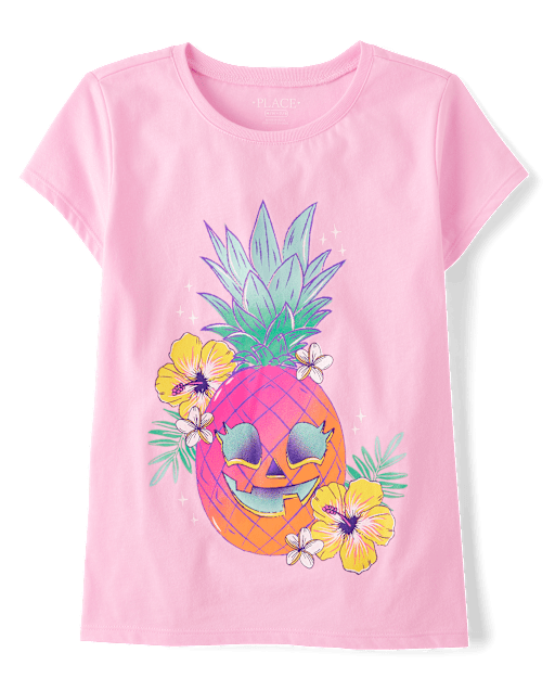 Girls Skull Pineapple Graphic Tee