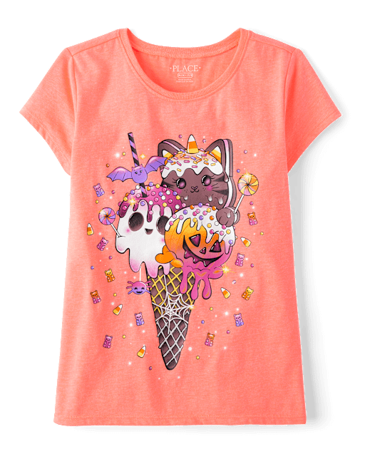 Girls Halloween Ice Cream Cone Graphic Tee