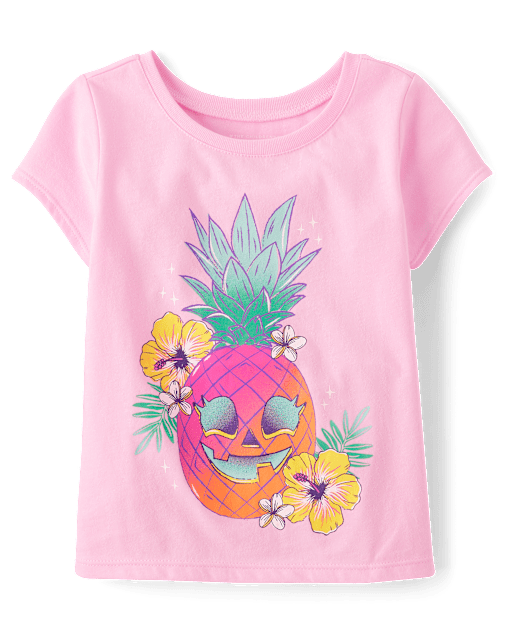 Baby And Toddler Girls Skull Pineapple Graphic Tee