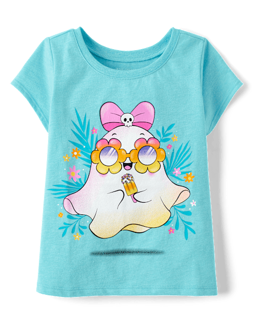 Baby And Toddler Girls Ghost Flowers Graphic Tee