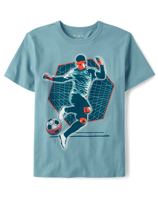 Boys Soccer Player Grid Graphic Tee