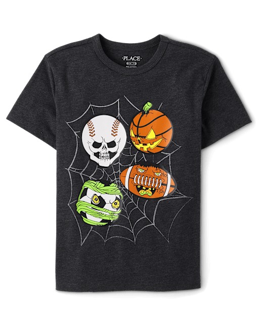 Boys Halloween Sports Balls Graphic Tee
