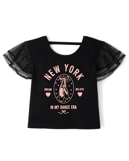 Girls Graphic Flutter Top