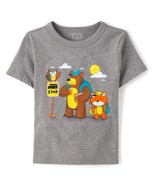 Toddler Boys Animal Bus Stop Graphic Tee