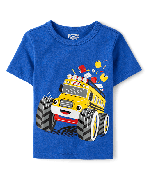 Toddler Boys Monster Truck School Bus Graphic Tee