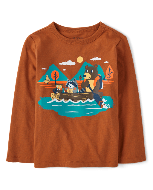 Baby And Toddler Boys Animal Boat Graphic Tee