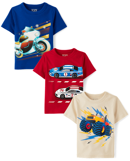 Baby And Toddler Boys Vehicle Graphic Tee 3-Pack