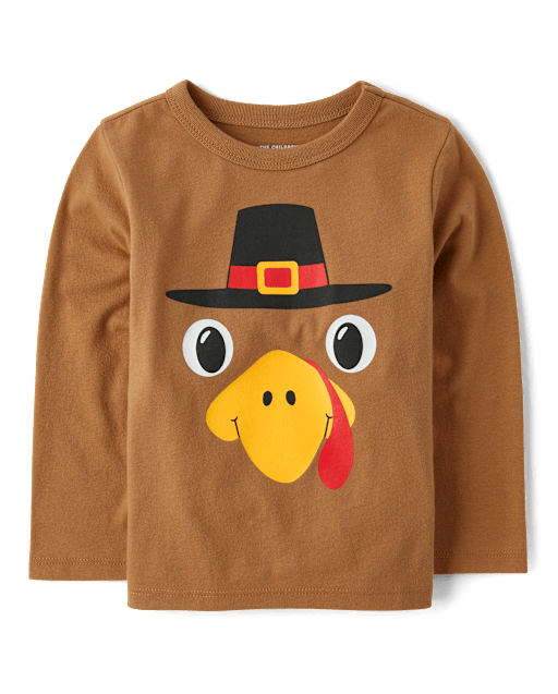 Baby And Toddler Boys Turkey Face Graphic Tee