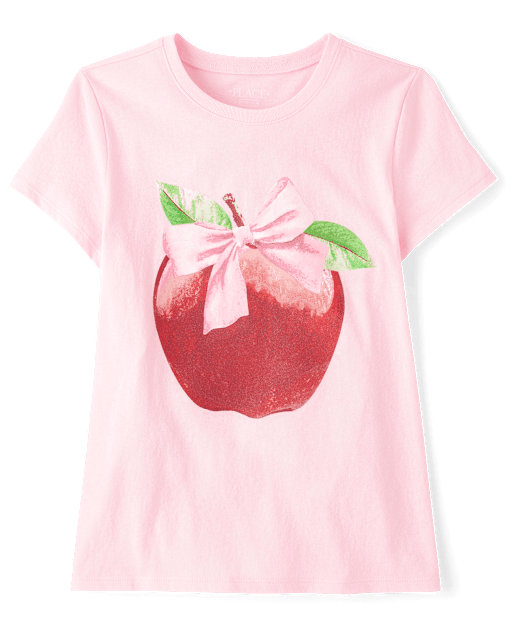 Girls Apple Bow Graphic Tee