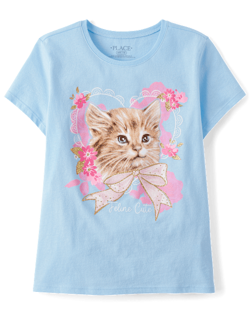Girls Cat Heart Graphic Tee