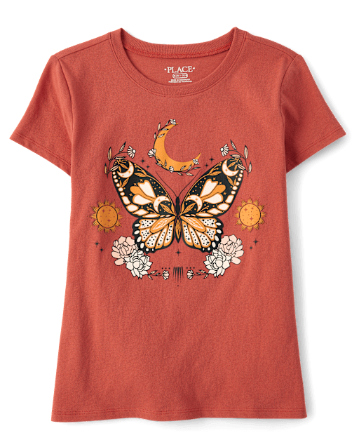 Girls Butterfly Moon Graphic Tee