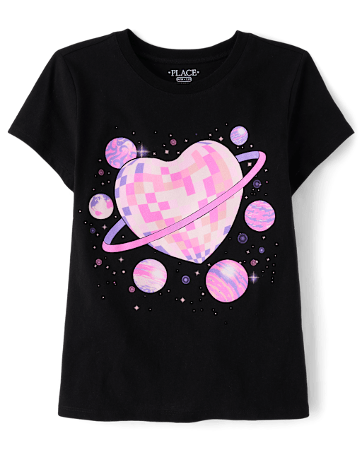 Girls Space Disco Heart Graphic Tee