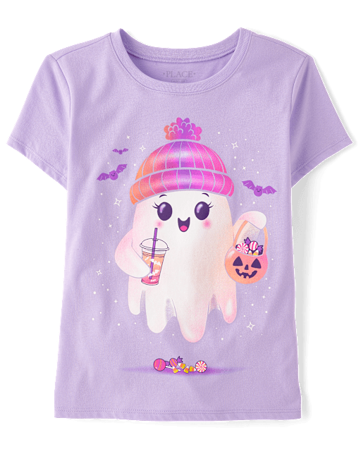 Girls Glow Beanie Ghost Graphic Tee