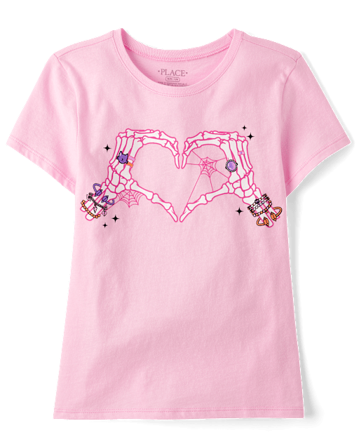 Girls Skeleton Heart Graphic Tee