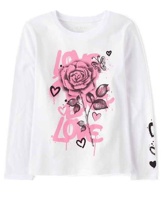 Girls Love Graffiti Rose Graphic Tee