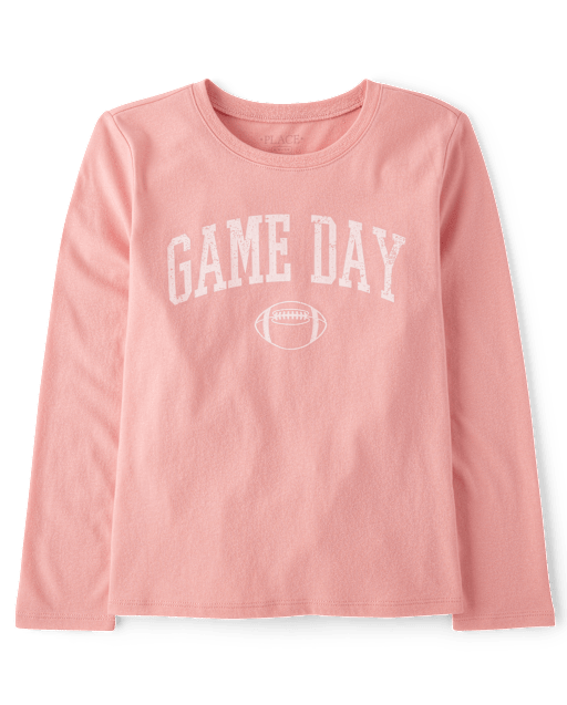 Girls Football Game Day Graphic Tee