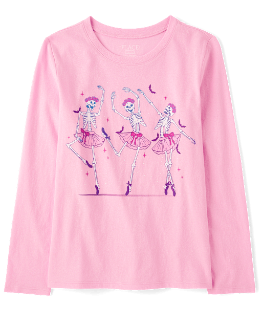 Girls Skeleton Ballerinas Graphic Tee