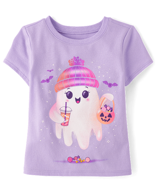 Baby And Toddler Girls Beanie Ghost Graphic Tee